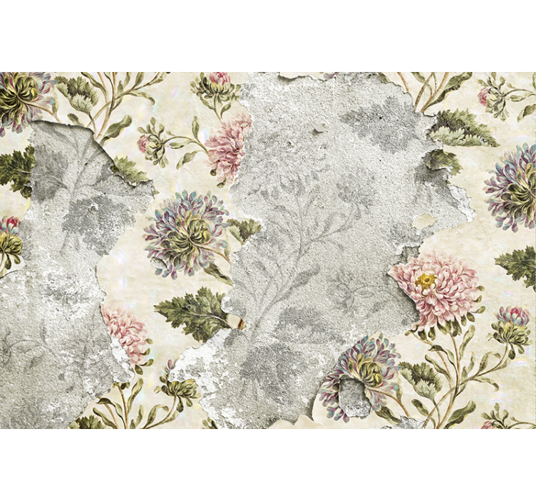 Rullgardin kök med blommor i vintage stil på beige bakgrund - Tenstickers