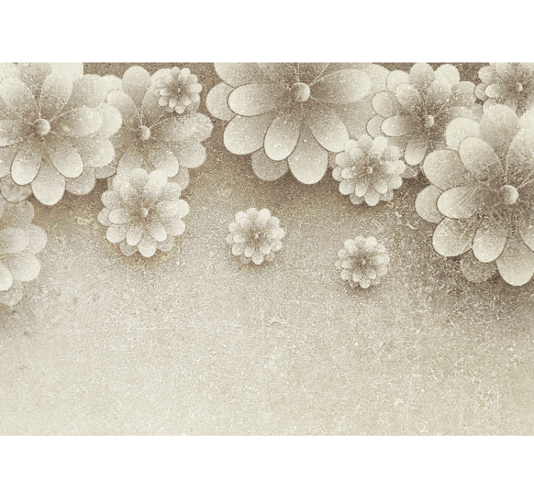 Rullgardin kök 3d blommor effekt grå färg - Tenstickers