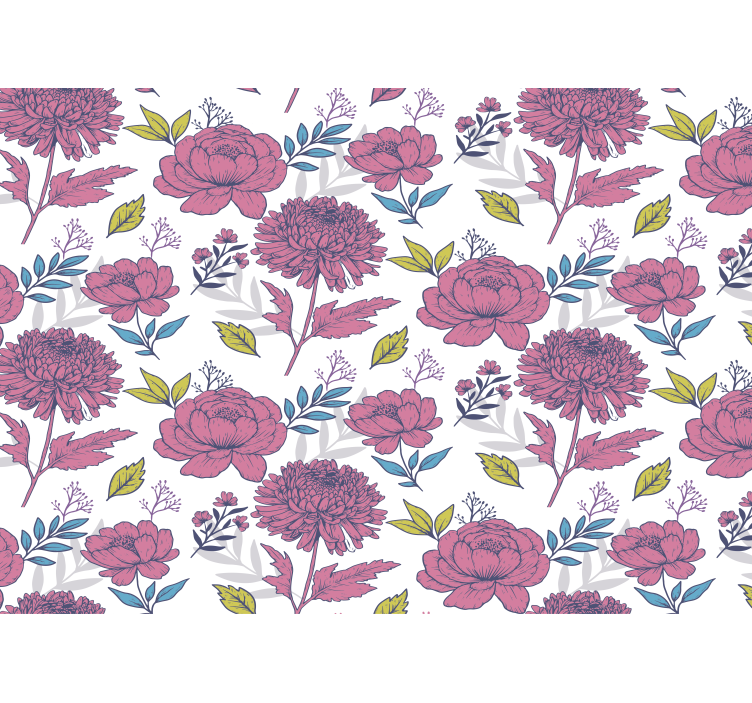 Rullgardin kök stora flerfärgade blommor mönster - Tenstickers