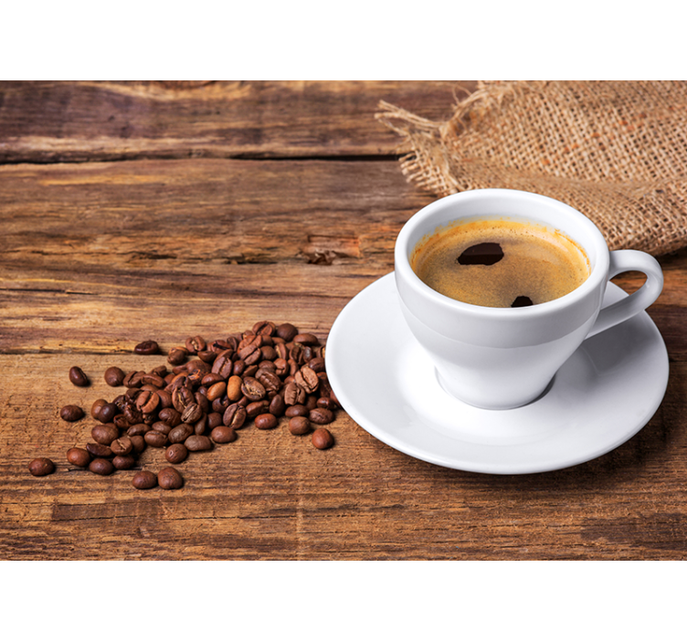 Rullgardin kök kaffe på ett träbord - Tenstickers