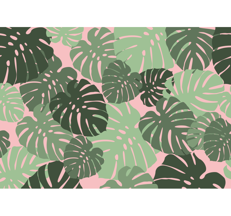Rullgardin kök monstera blad rosa färg - Tenstickers