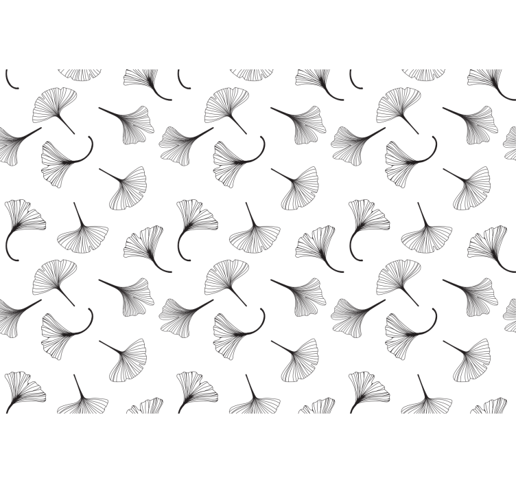 Rullgardin kök ginkgo blad svart mönster - Tenstickers