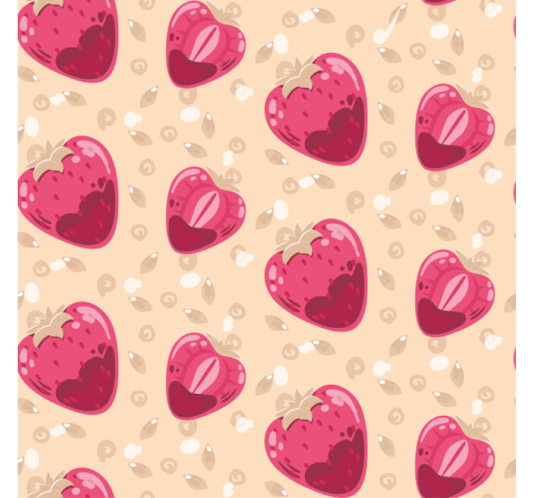 Rullgardin kök jordgubbs mönster på beige - Tenstickers
