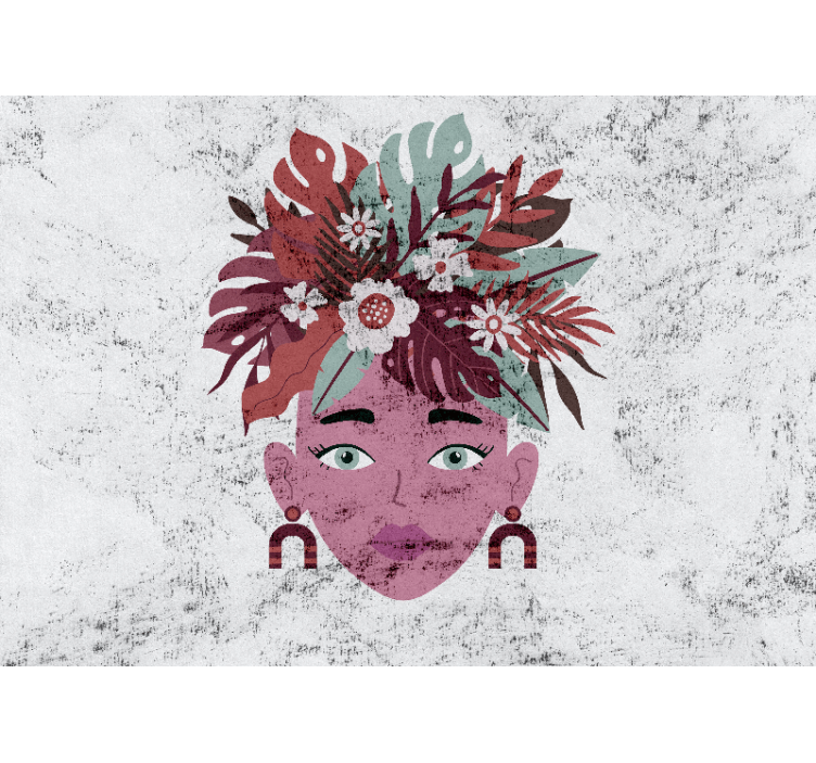 Vit rullgardin modern design med kvinna och blommor - Tenstickers