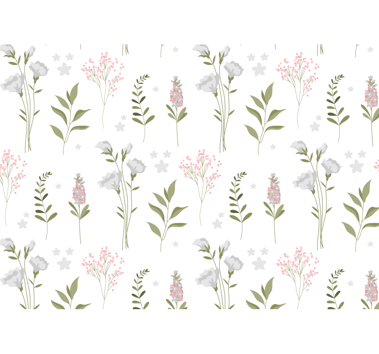 Vit rullgardin med minimalistiskt vildblommönster - Tenstickers