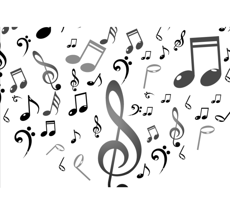Vit rullgardin med musiknoter - Tenstickers