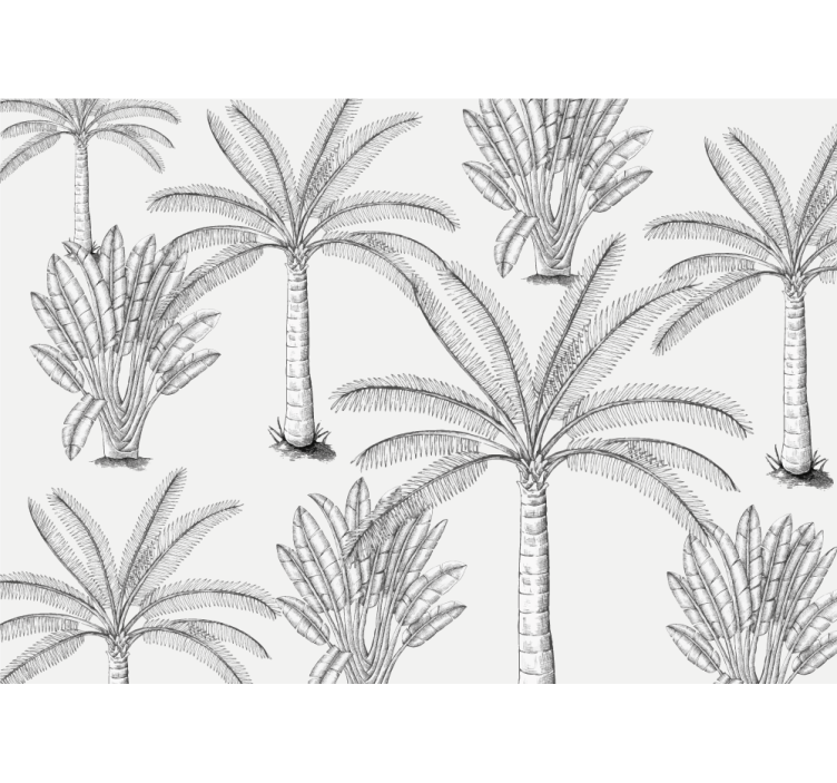 Vit rullgardin med svartvit palmträd design - Tenstickers