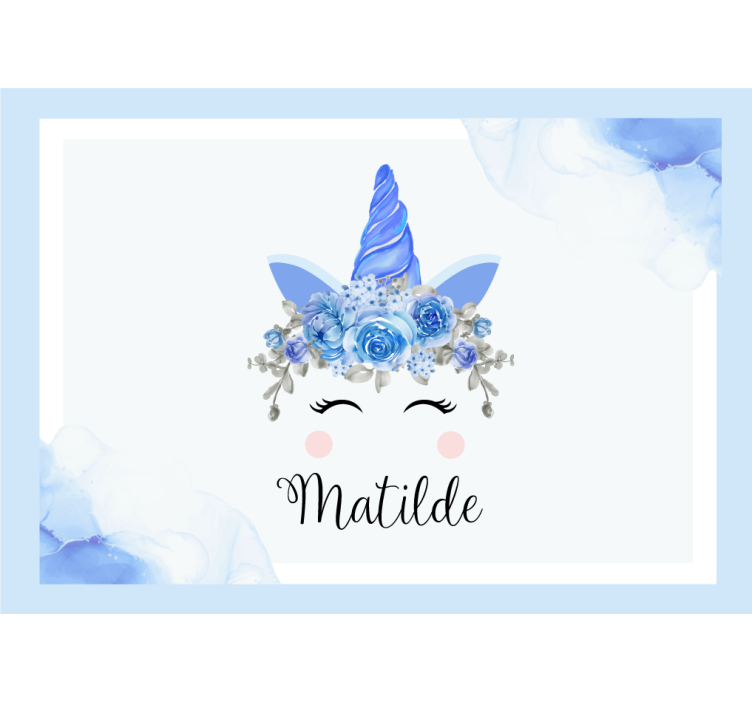 Vit rullgardin med söta enhörningsögon och horn - Tenstickers