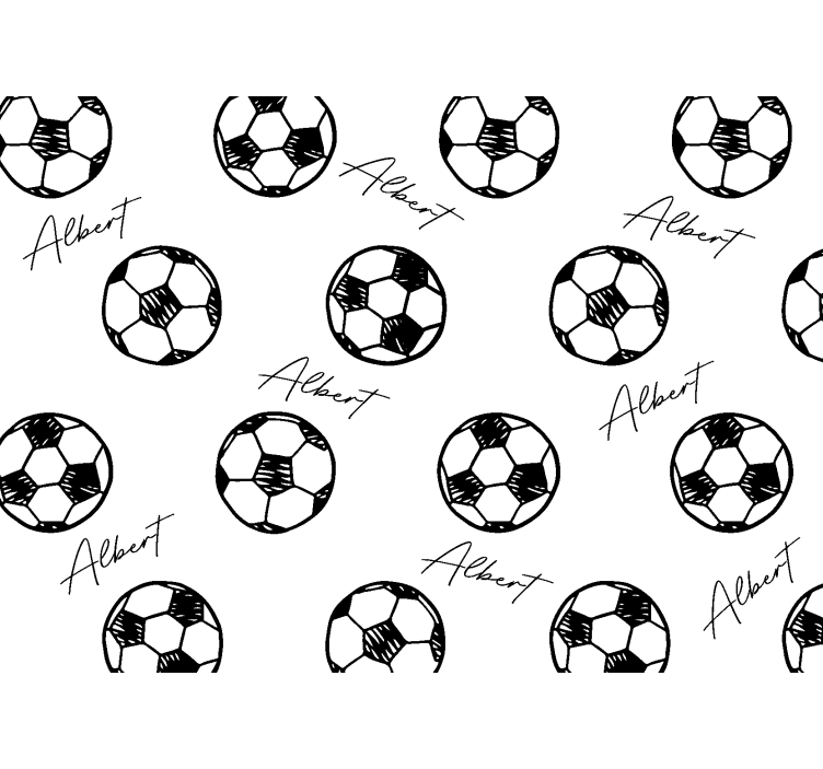 Vit rullgardin fotboll med namn - Tenstickers