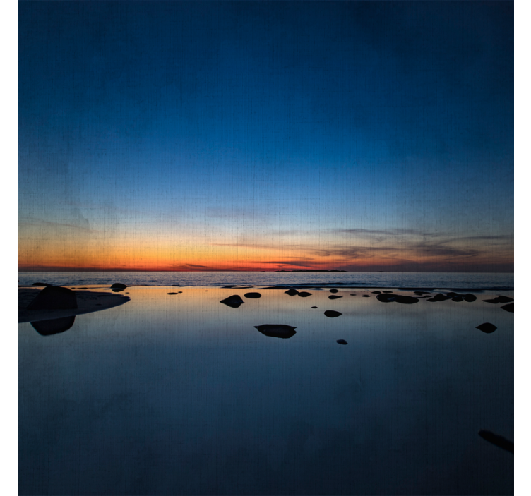 Rullgardin vardagsrum nordisk solnedgång vid havet - Tenstickers