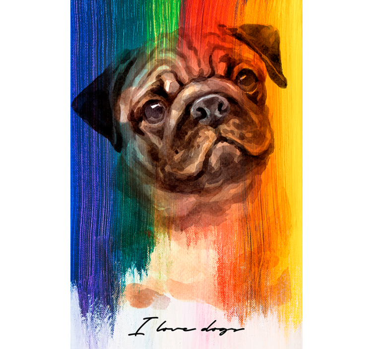 Rullgardin vardagsrum regnbågs pug - Tenstickers