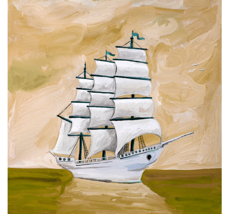 Rullgardin vardagsrum samtida målning spökskepp - Tenstickers