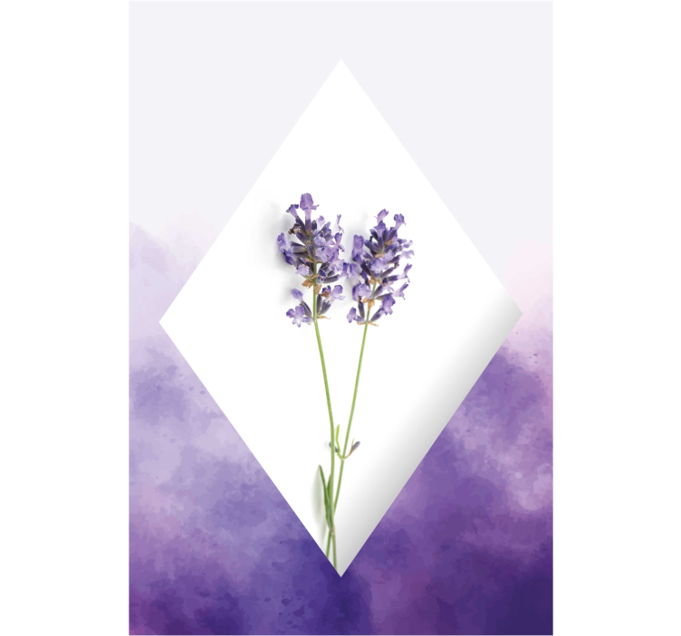 Rullgardin vardagsrum lavendel collage akvarell - Tenstickers