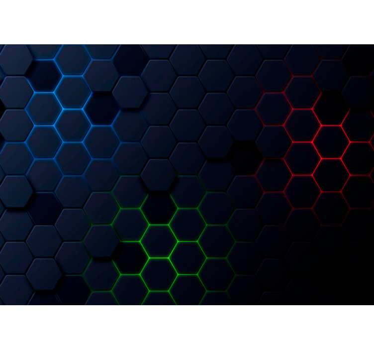 Svart rullgardin mörkt hexagonalt mönster 3d effekt - Tenstickers