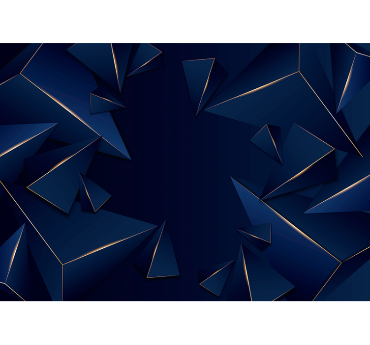 Svart rullgardin blå och guld geometriskt mönster - Tenstickers