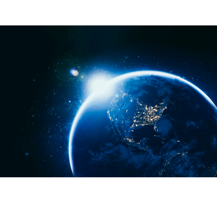Svart rullgardin jord från rymden med solutbrott - Tenstickers