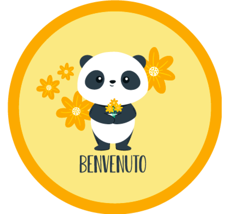 Rullgardin gul panda välkommen till mitt rum - Tenstickers