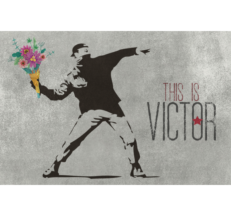 Rullgardin grå personlig bansky blombukett - Tenstickers