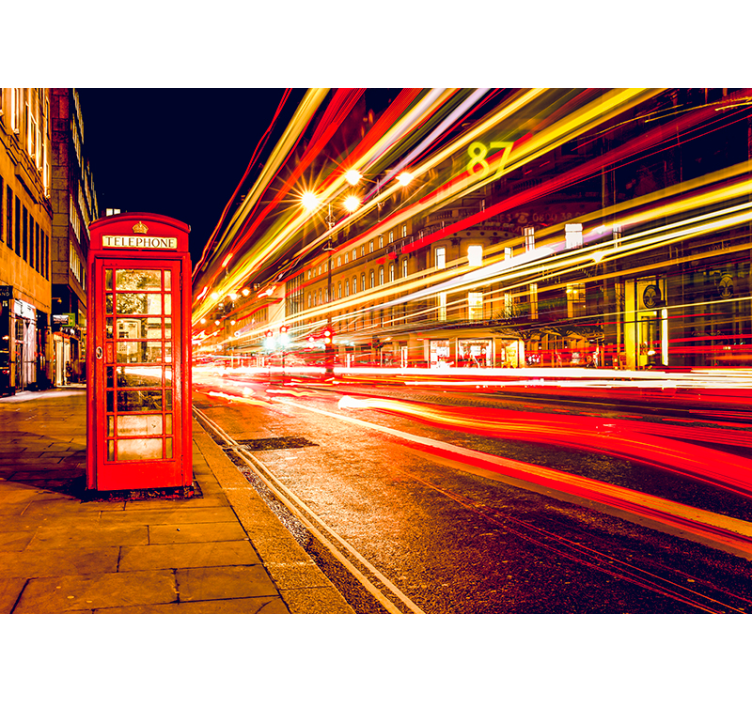 Rullgardin röd ikonisk london natt - Tenstickers