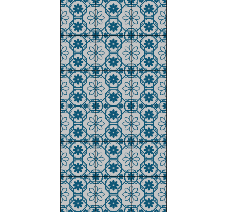 Rullgardin blå blomster mosaik kakel - Tenstickers