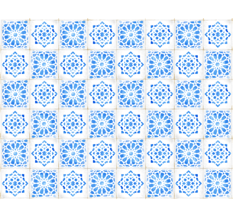 Rullgardin blå med intrikata blå mönster - Tenstickers
