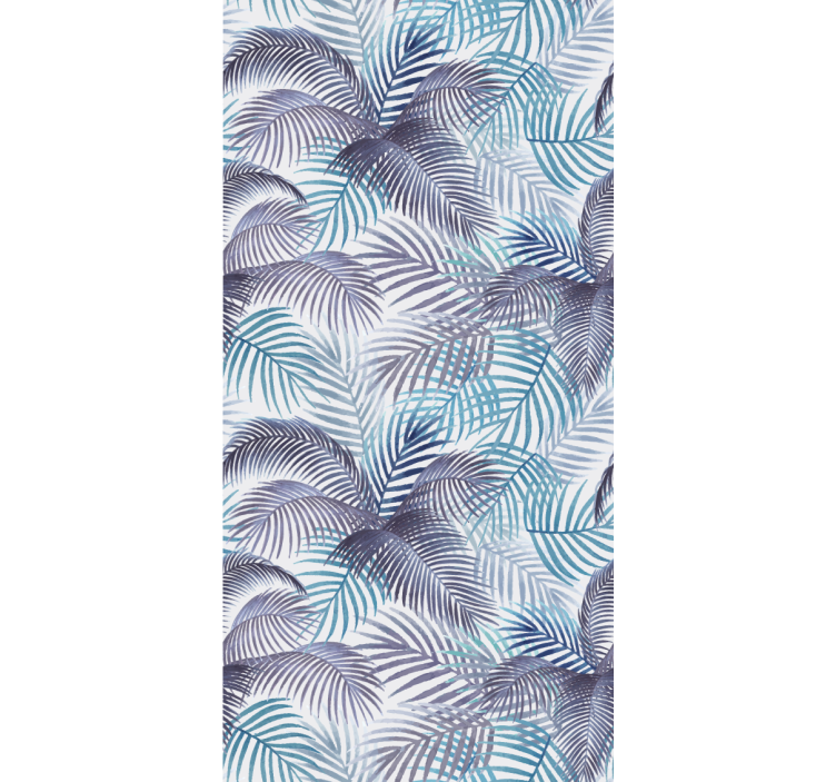 Rullgardin blå palms och blad - Tenstickers