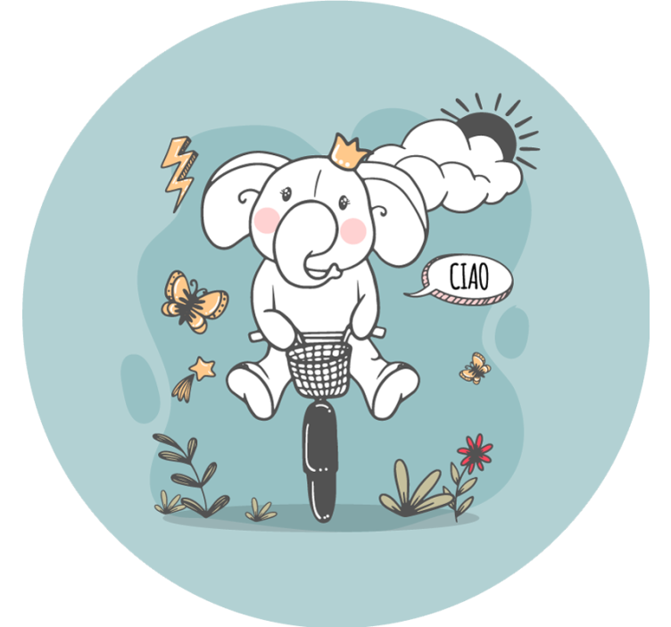 Rullgardin blå hej elefant - Tenstickers