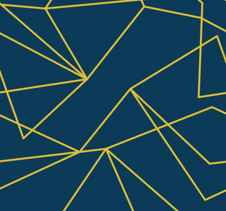 Rullgardin blå geometriska guldlinjer - Tenstickers