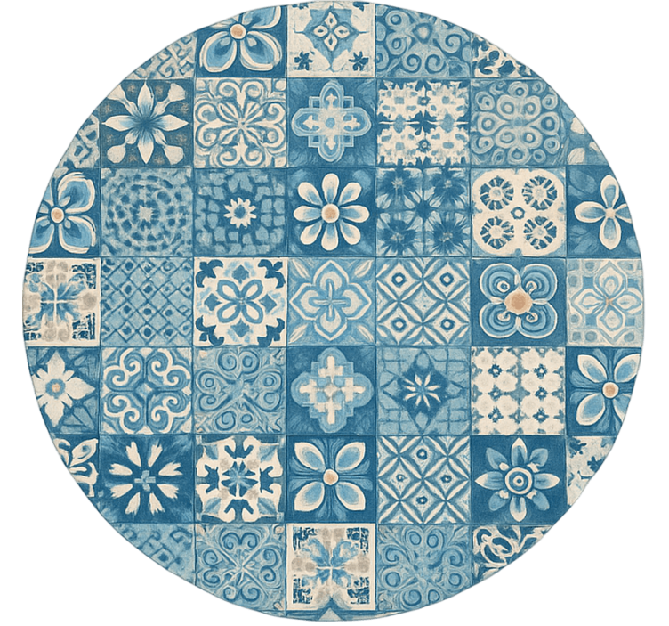 Rullgardin blå cirkulära mosaikplattor - Tenstickers