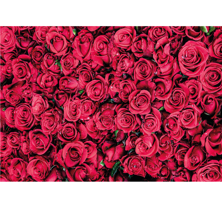 Rullgardin vardagsrum röda blommor med textur - Tenstickers