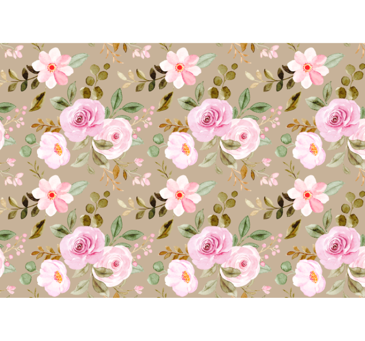 Rullgardin vardagsrum vintage beige rosor textur - Tenstickers