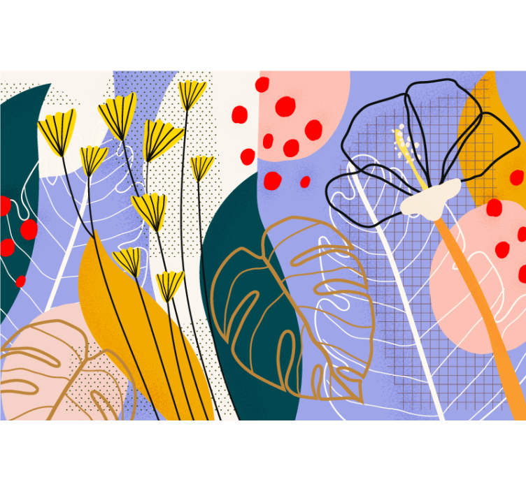 Rullgardin vardagsrum färgglada blommor abstrakt - Tenstickers