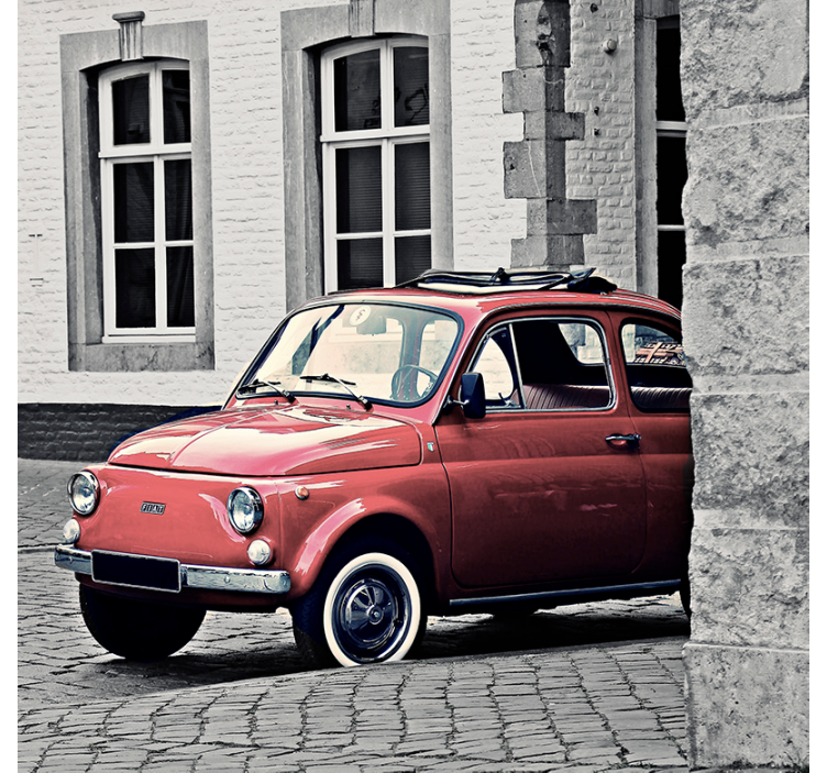 Rullgardin vardagsrum vintage gamla fiat 500 - Tenstickers