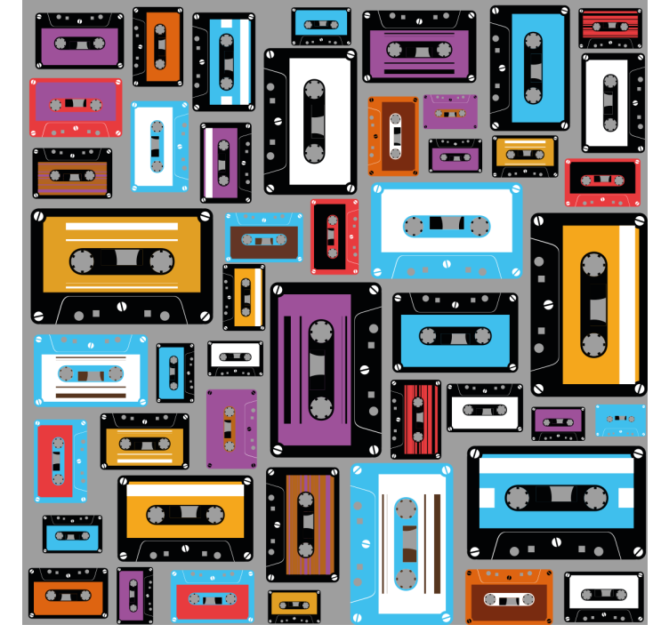 Rullgardin vardagsrum retro 80-tals kassettmönster - Tenstickers