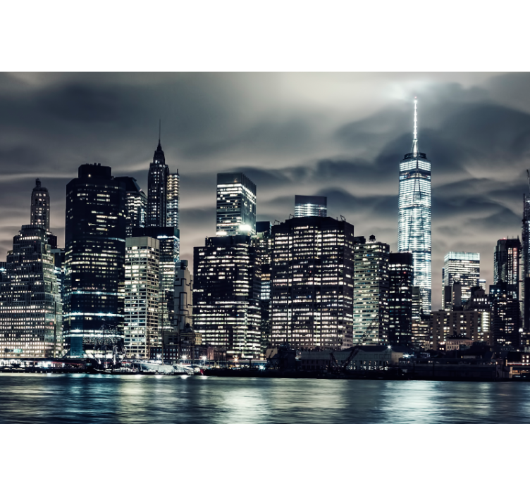 Rullgardin vardagsrum new york på natten - Tenstickers