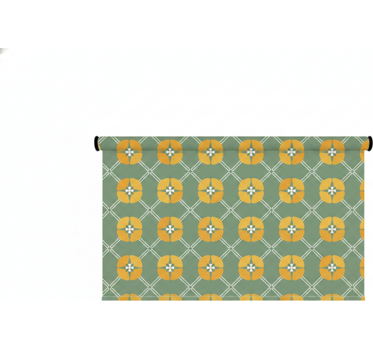 Rullgardin grön med vintage grönt blommönster - Tenstickers