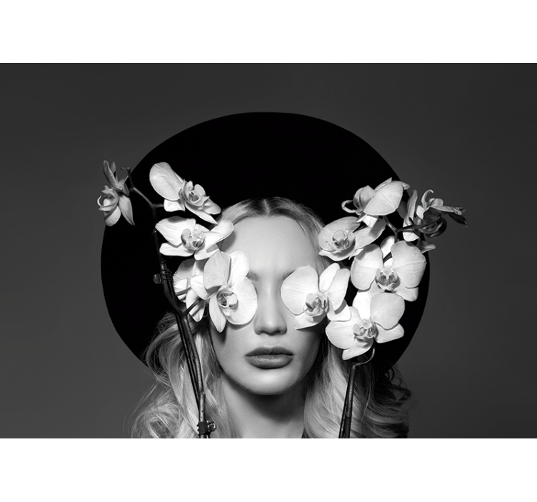 Rullgardin vardagsrum kvinna med blomsterhatt - Tenstickers