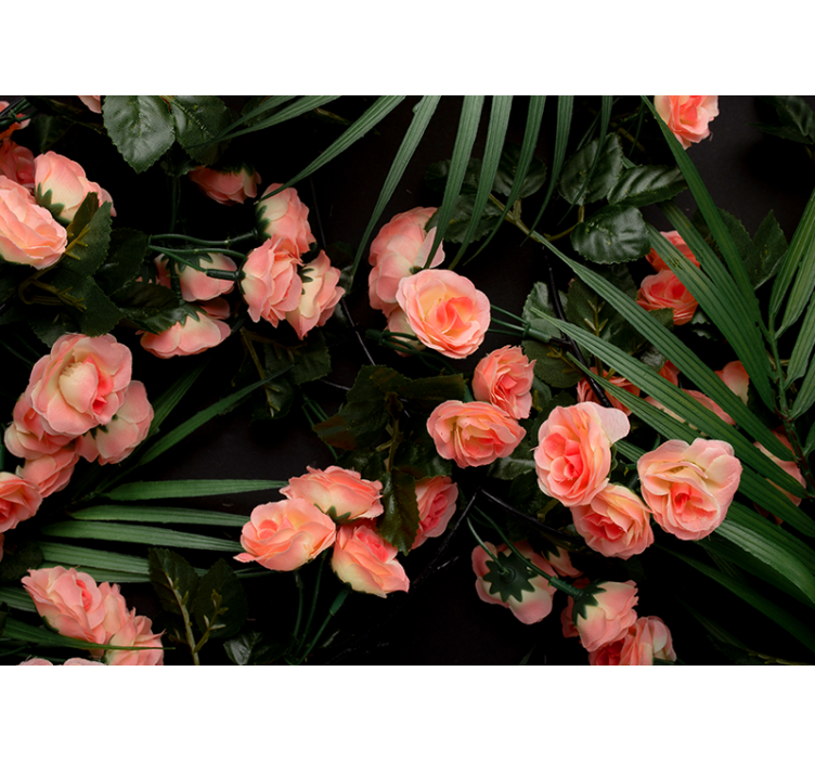Rullgardin vardagsrum blommor med palmer - Tenstickers