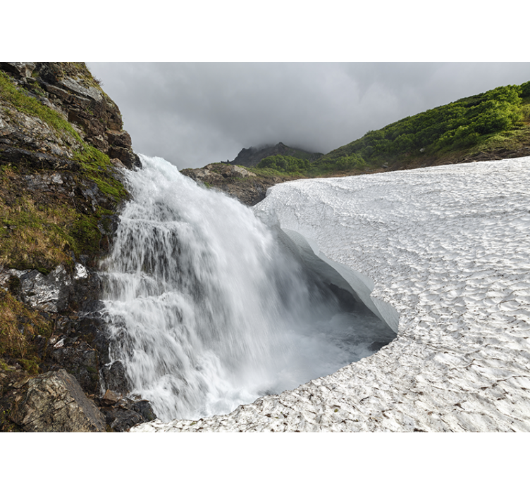 Rullgardin vardagsrum vattenfall på sten - Tenstickers