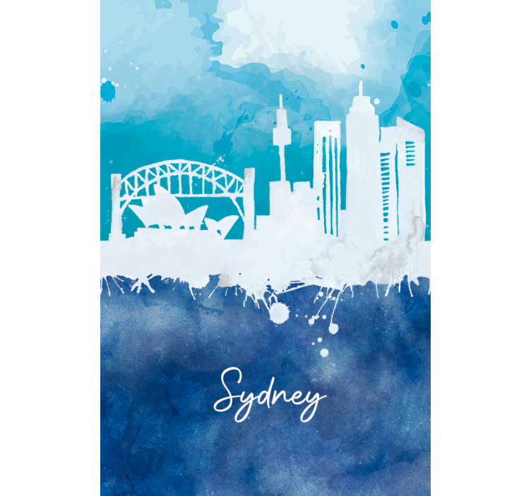 Rullgardin vardagsrum sydney skyline akvarell - Tenstickers