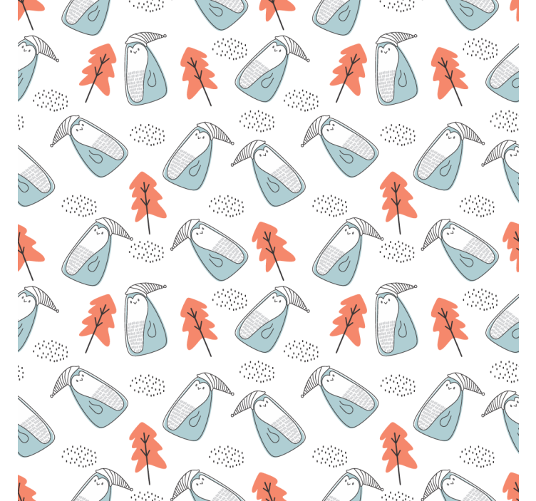 Rullgardin vardagsrum söta minimalistiska pingviner med träd - Tenstickers
