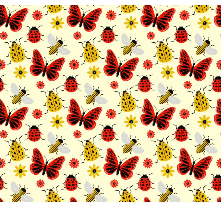 Rullgardin vardagsrum färgglad minimalistisk insektsmönster - Tenstickers