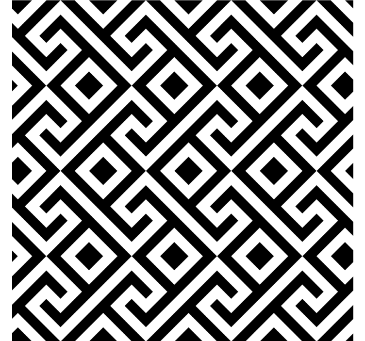 Rullgardin vardagsrum svartvit intrikat geometrisk mönster - Tenstickers