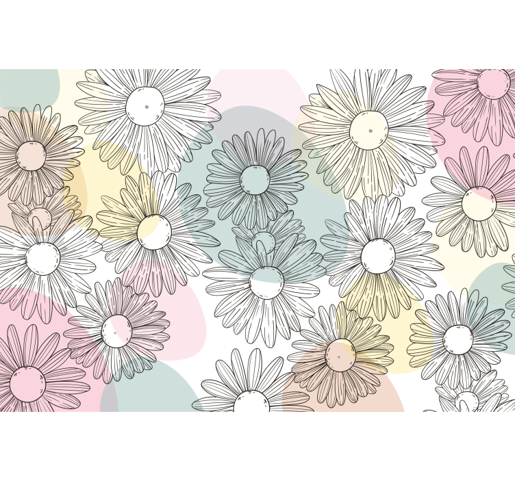 Rullgardin vardagsrum kawaii stil former och blommor - Tenstickers