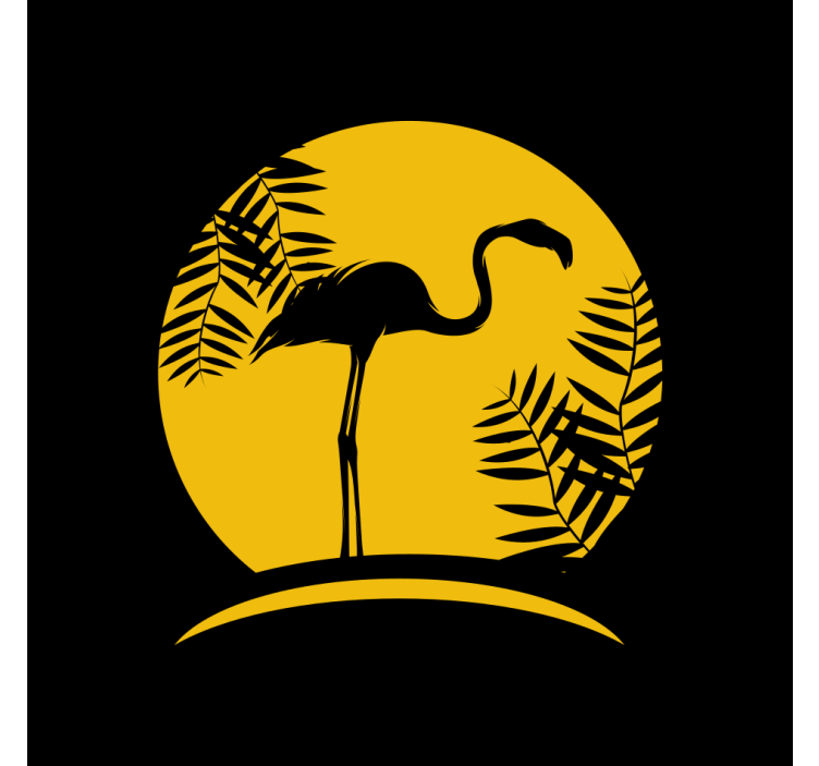 Rullgardin vardagsrum svart flamingo med måne - Tenstickers