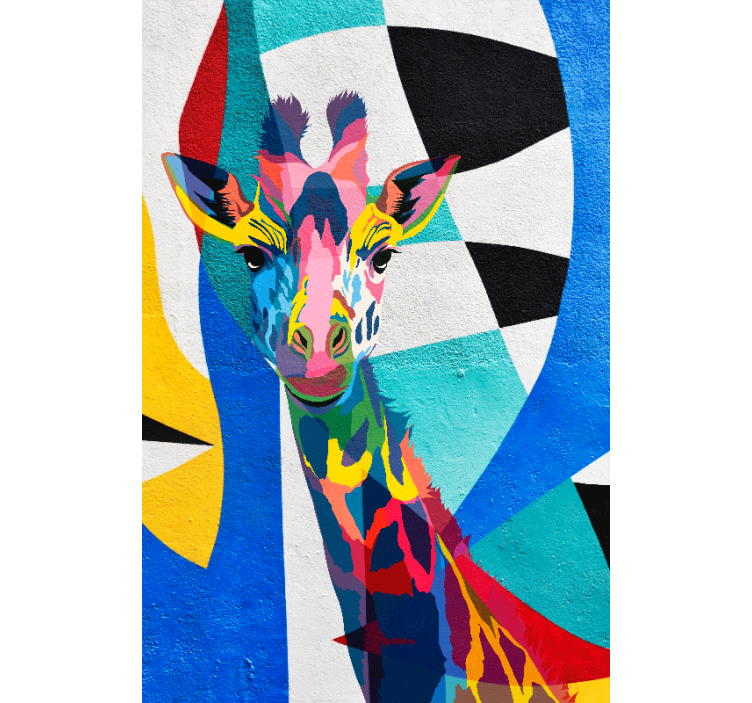 Rullgardin vardagsrum abstrakt färgglad giraff - Tenstickers
