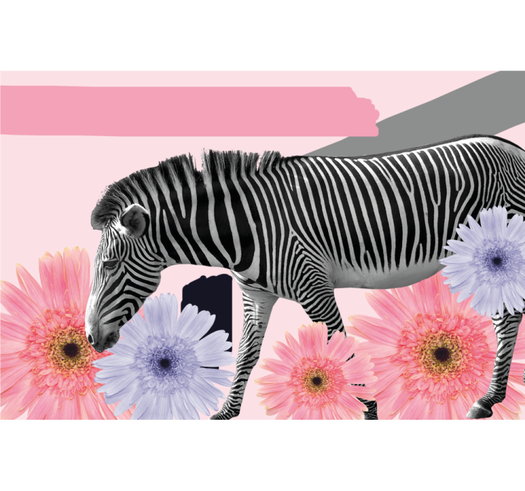 Rullgardin vardagsrum collage stil zebra målning - Tenstickers