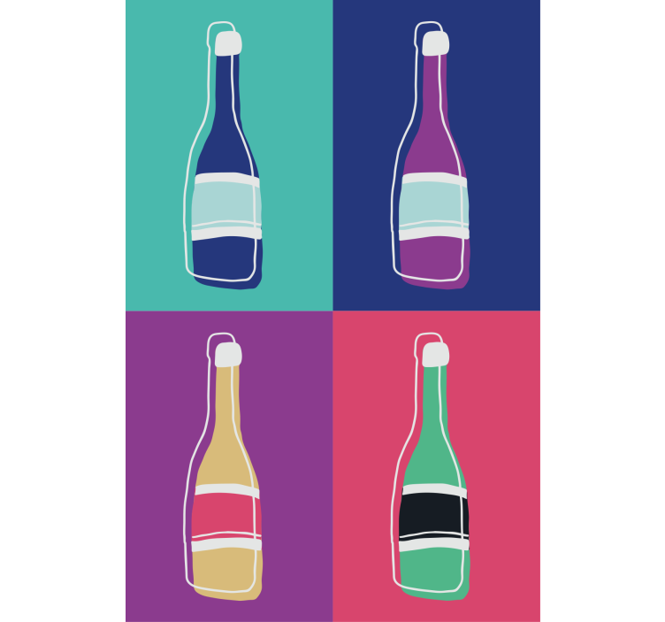Rullgardin vardagsrum popkonst abstrakta champagneflaskor - Tenstickers