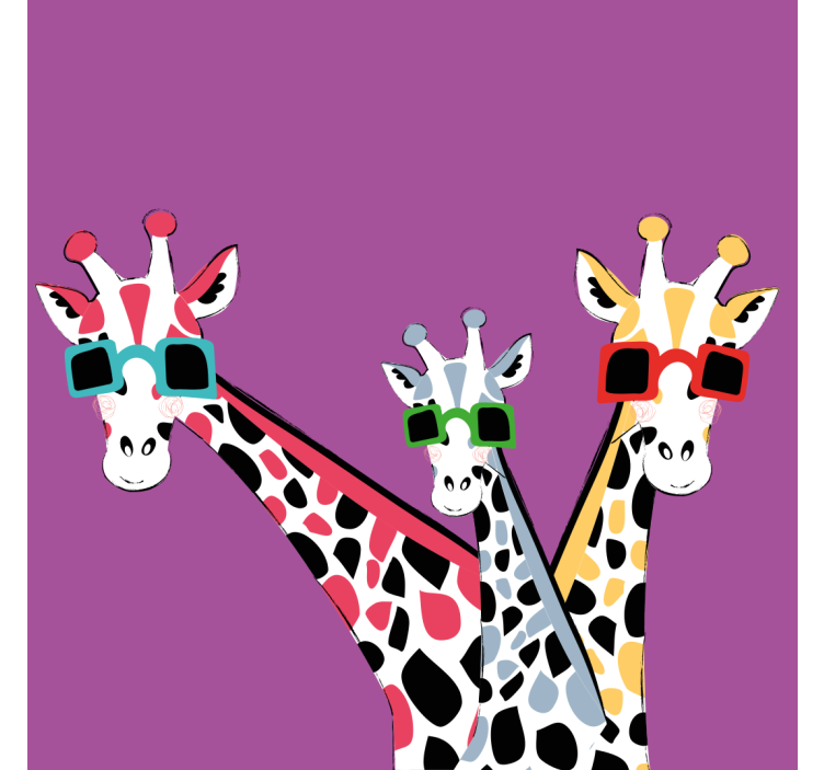 Rullgardin vardagsrum roliga giraffer med solglasögon - Tenstickers