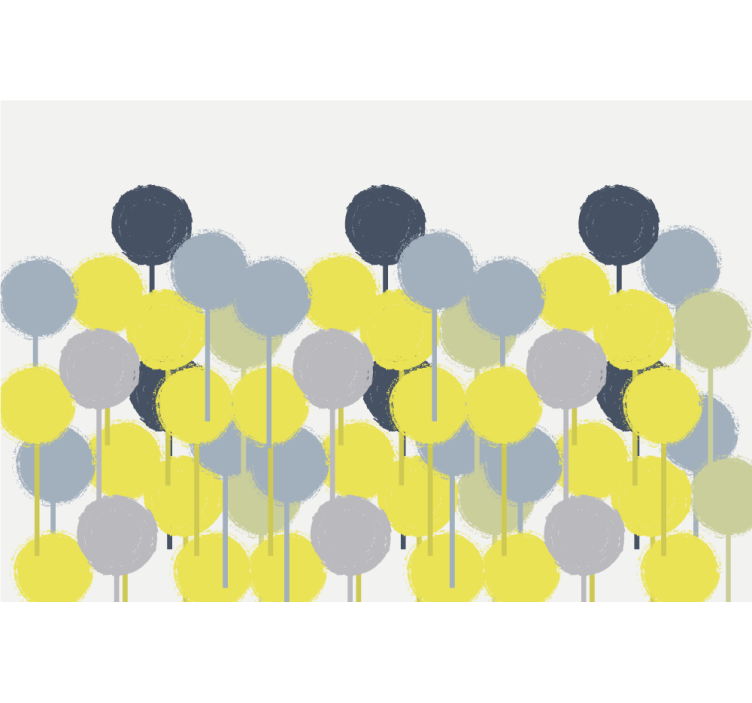 Rullgardin vardagsrum minimalistisk gul och grå cirklar - Tenstickers
